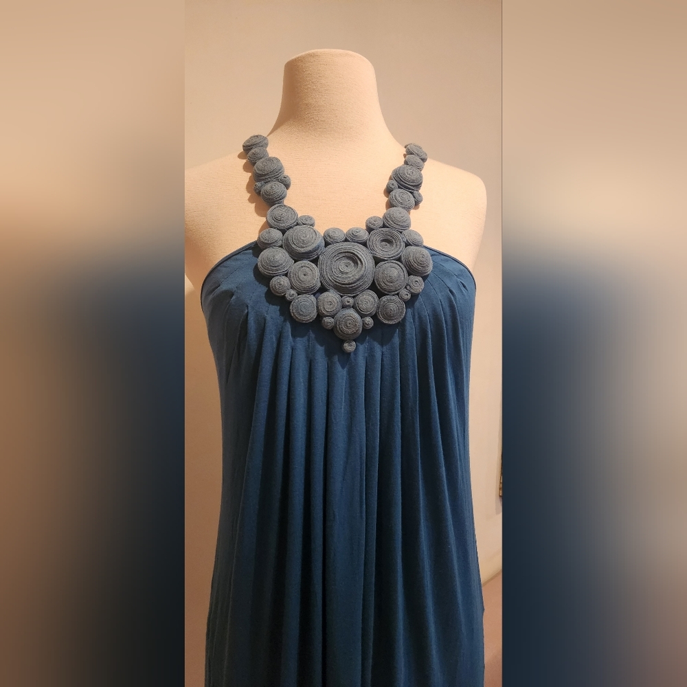 Catherine Malandrino Blue Rosette Midi Dress